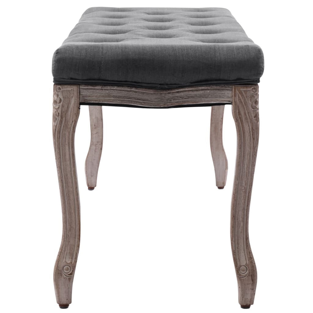vidaXL Bench Dark Grey 110x38x48 cm Linen and Solid Wood