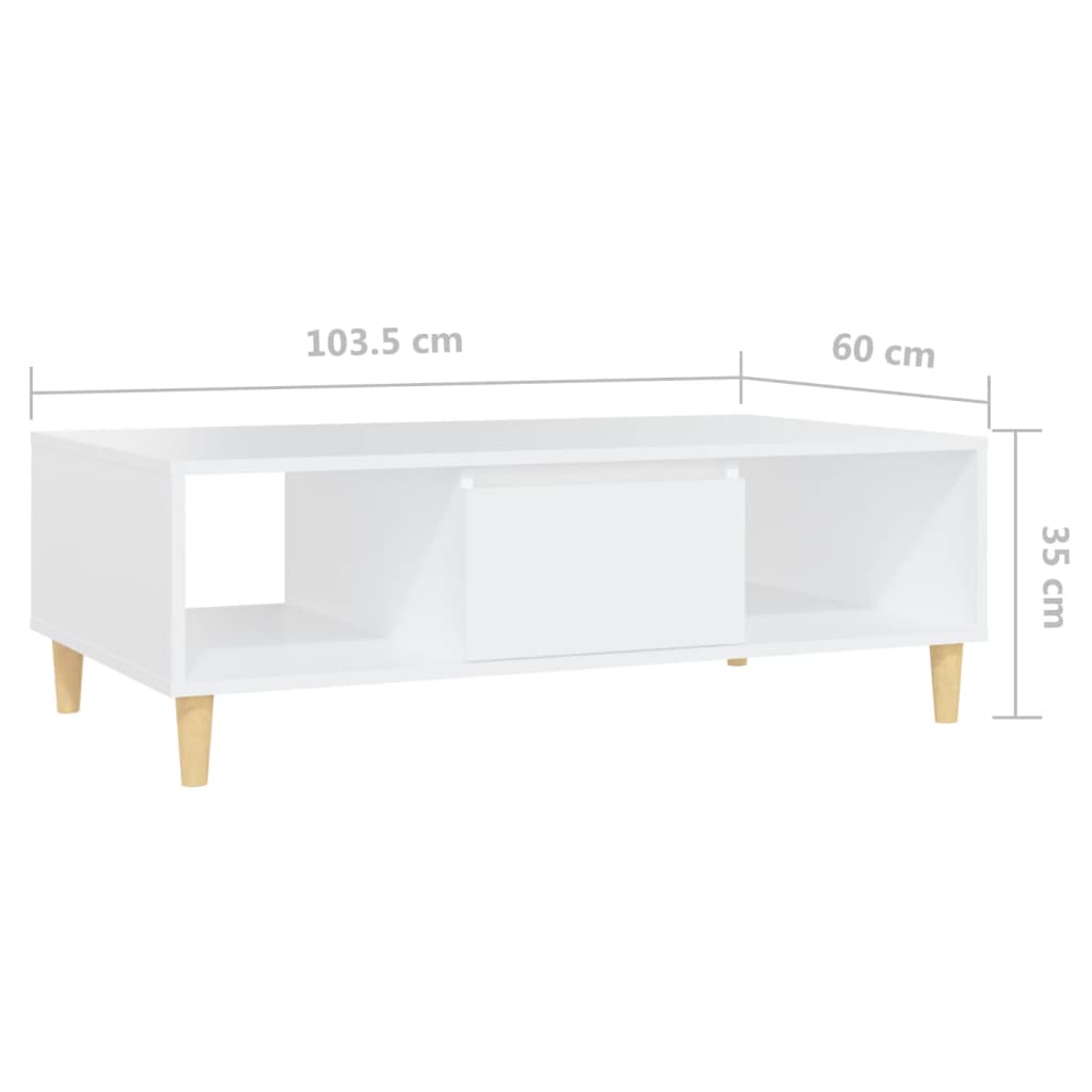 vidaXL Coffee Table White 103.5x60x35cm Engineered Wood