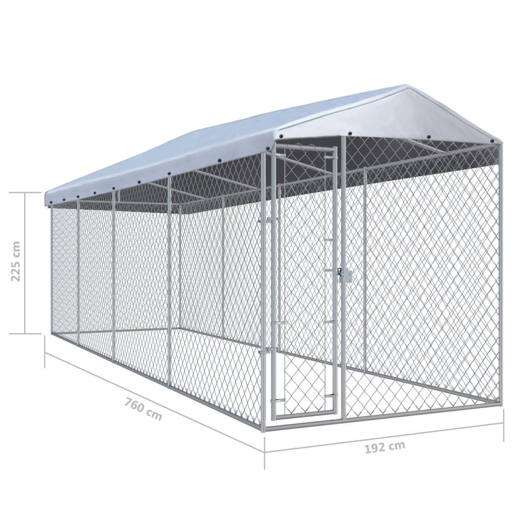 vidaXL Outdoor Dog Kennel with Roof 760x190x225 cm
