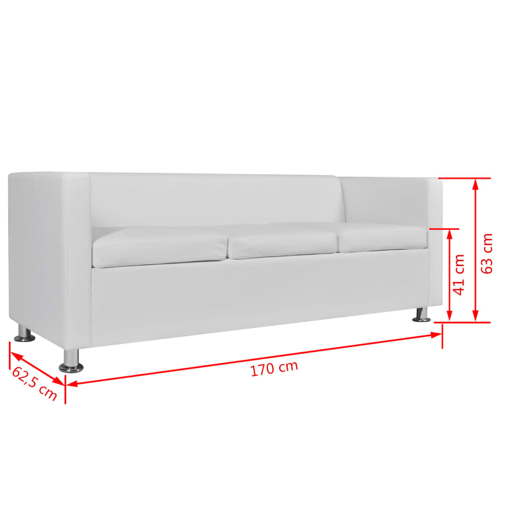 vidaXL Sofa Set Artificial Leather 3-Seater and 2-Seater White