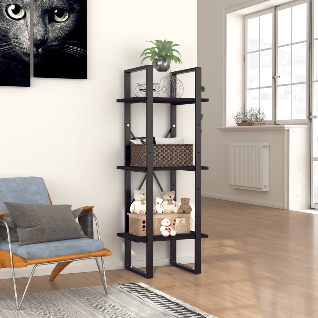 vidaXL 3-Tier Book Cabinet Black 40x30x105 cm Engineered Wood
