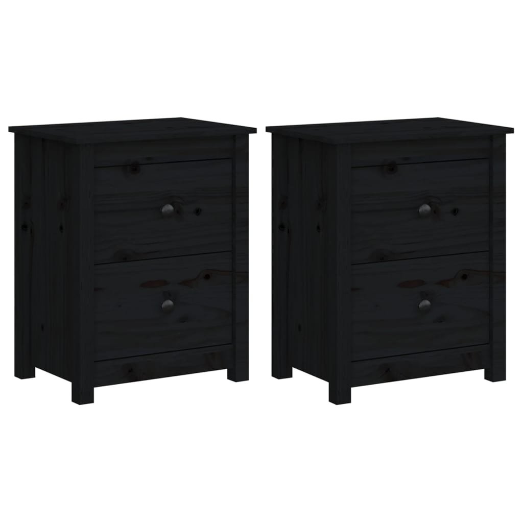 vidaXL Bedside Cabinets 2 pcs Black 50x35x61.5 cm Solid Wood Pine