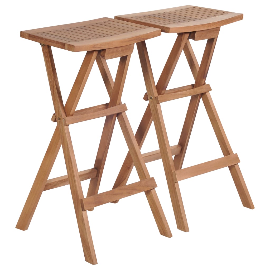 vidaXL Folding Bar Stools pcs Solid Teak Wood