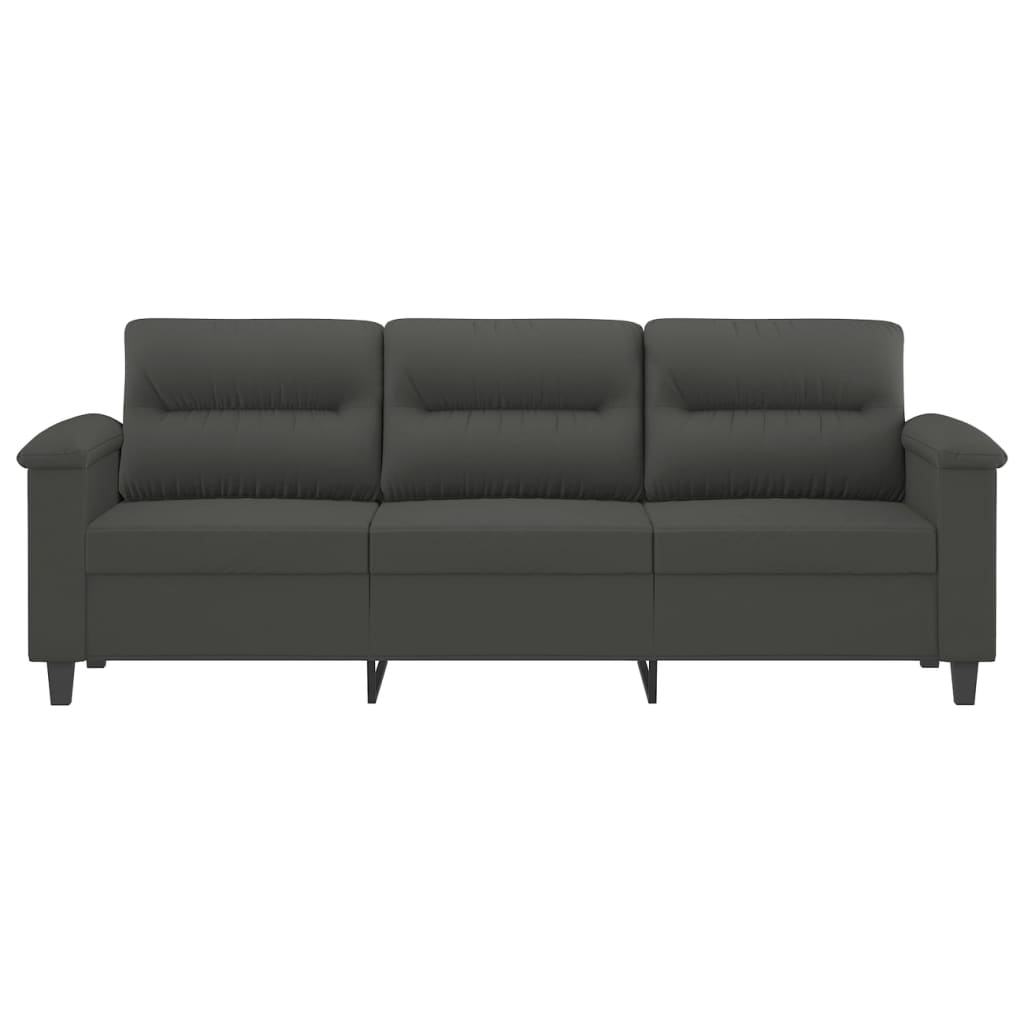 vidaXL 3-Seater Sofa Dark Grey 180 cm Microfibre Fabric