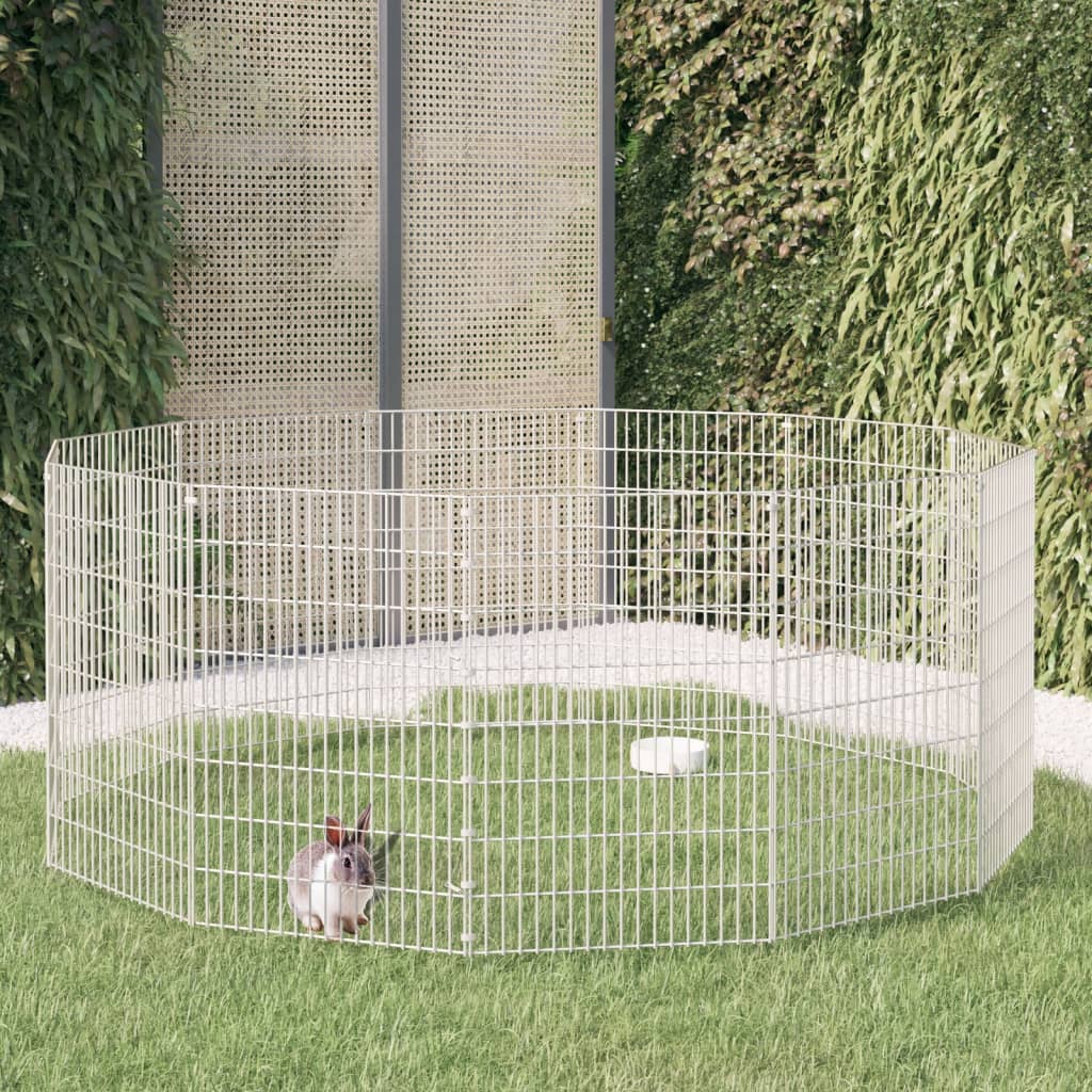 vidaXL 12-Panel Rabbit Cage 54x80 cm Galvanised Iron