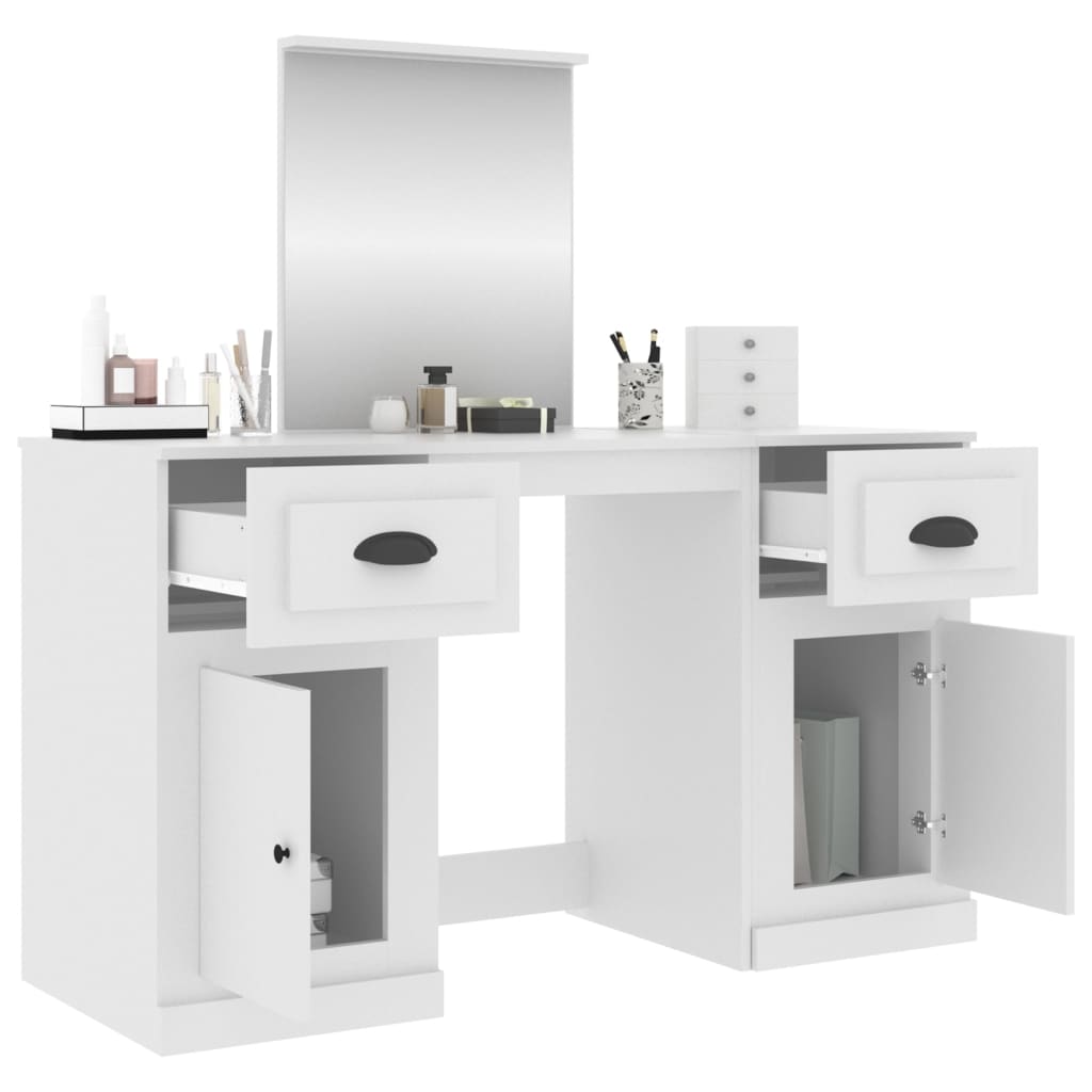 vidaXL Dressing Table with Mirror White 130x50x132.5 cm