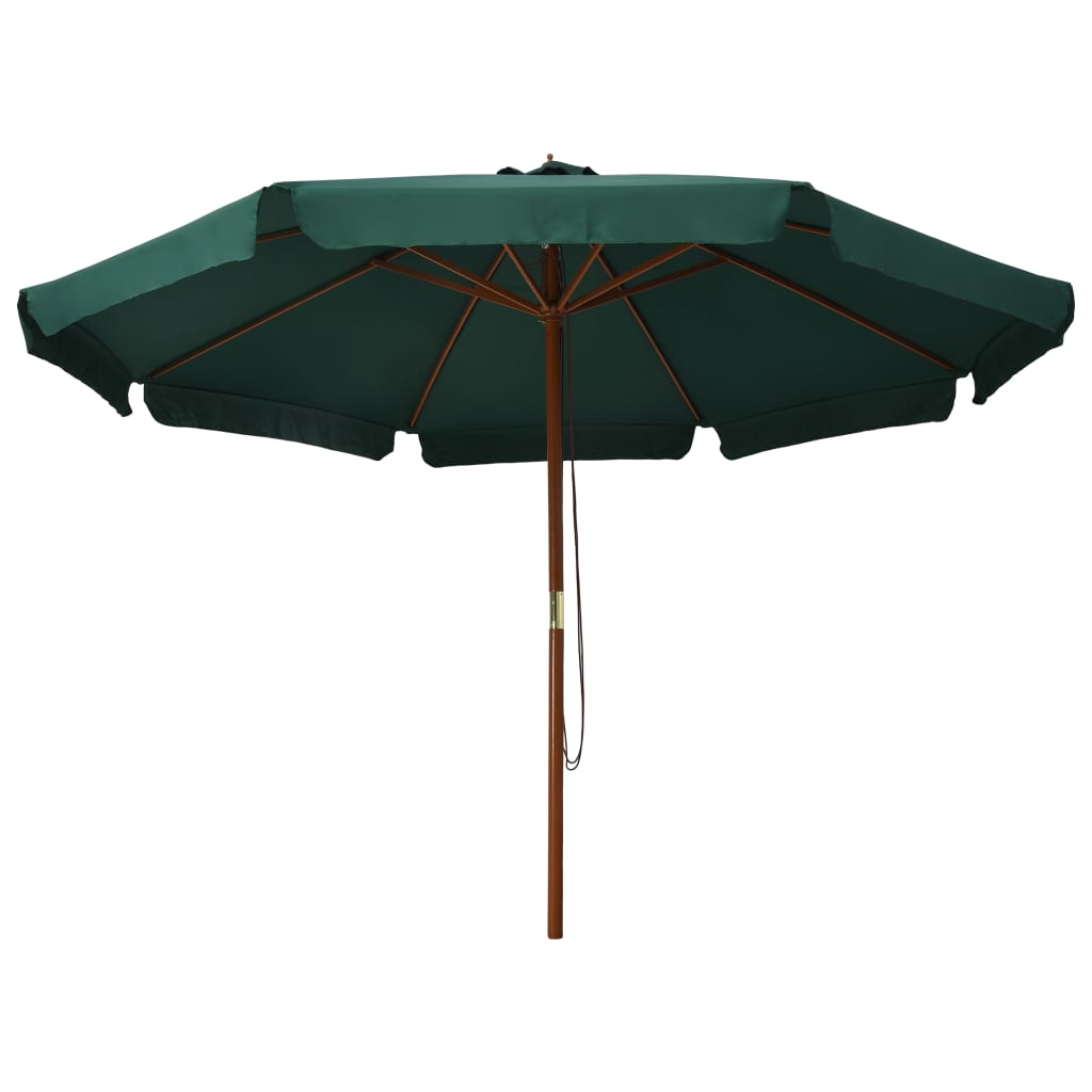 vidaXL Outdoor Parasol with Wooden Pole 330 cm Green