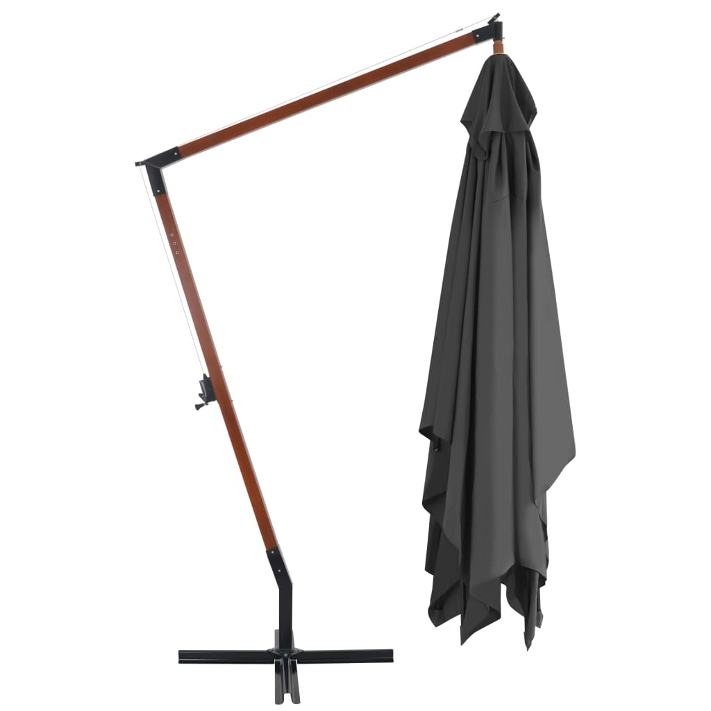 vidaXL Cantilever Umbrella with Wooden Pole 400x300 cm Anthracite