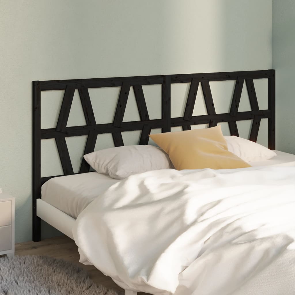 vidaXL Bed Headboard Black 186x4x100 cm Solid Wood Pine