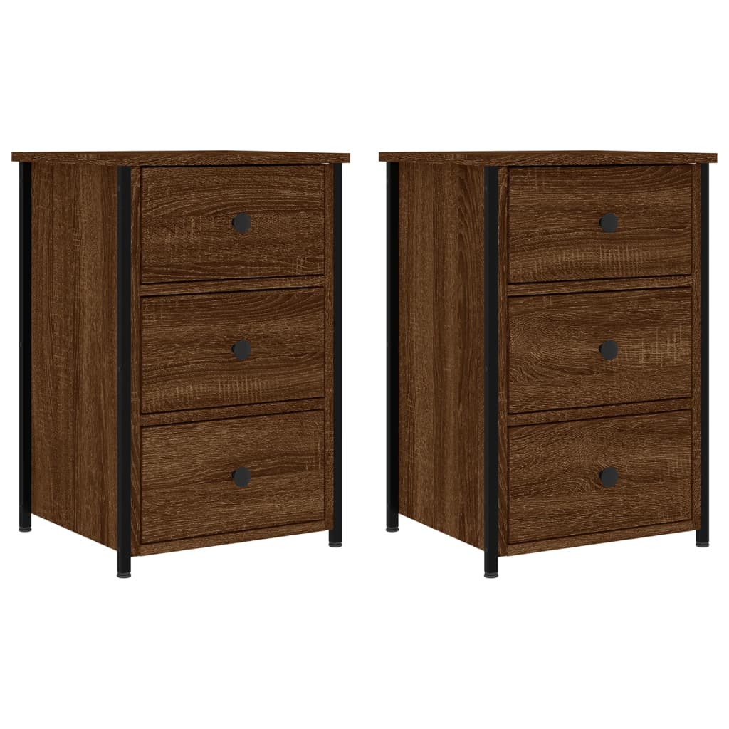 vidaXL Bedside Cabinets 2 pcs Brown Oak 40x36x60 cm Engineered Wood