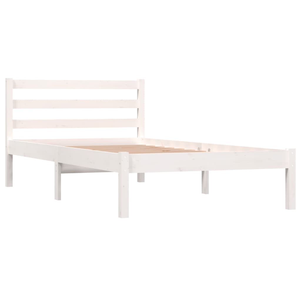 vidaXL Bed Frame Solid Wood Pine 90x190 cm Single White