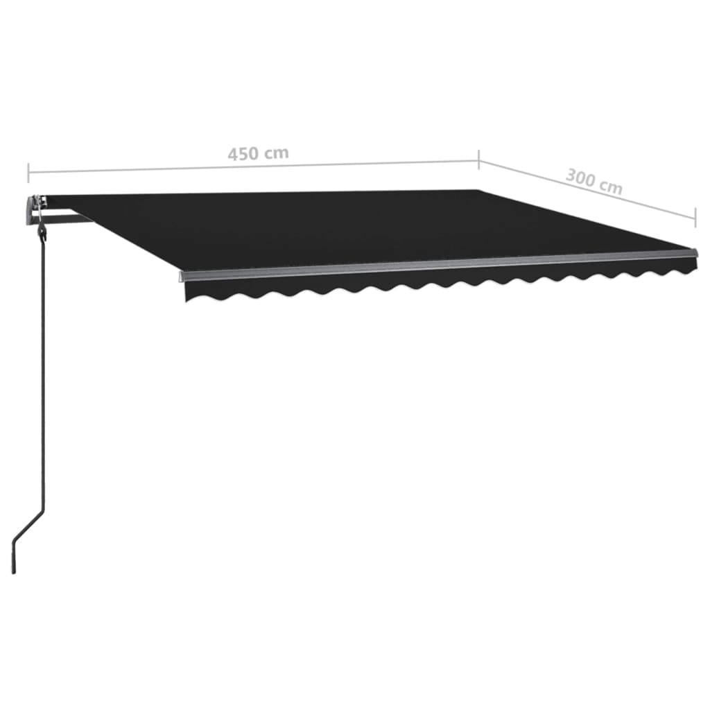 vidaXL Manual Retractable Awning with Posts 4.5x3 m Anthracite