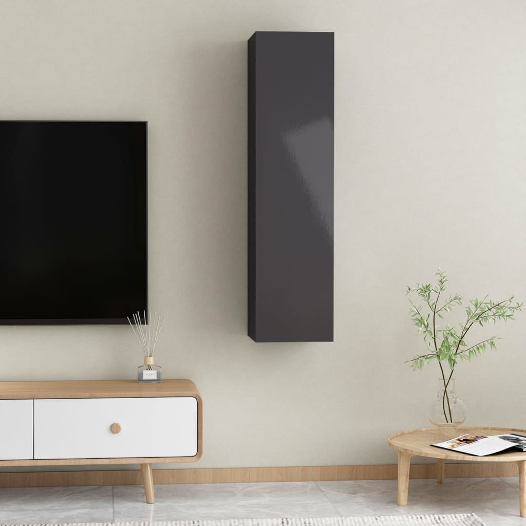 vidaXL TV Cabinets 2 pcs High Gloss Grey 30.5x30x60 cm Engineered Wood