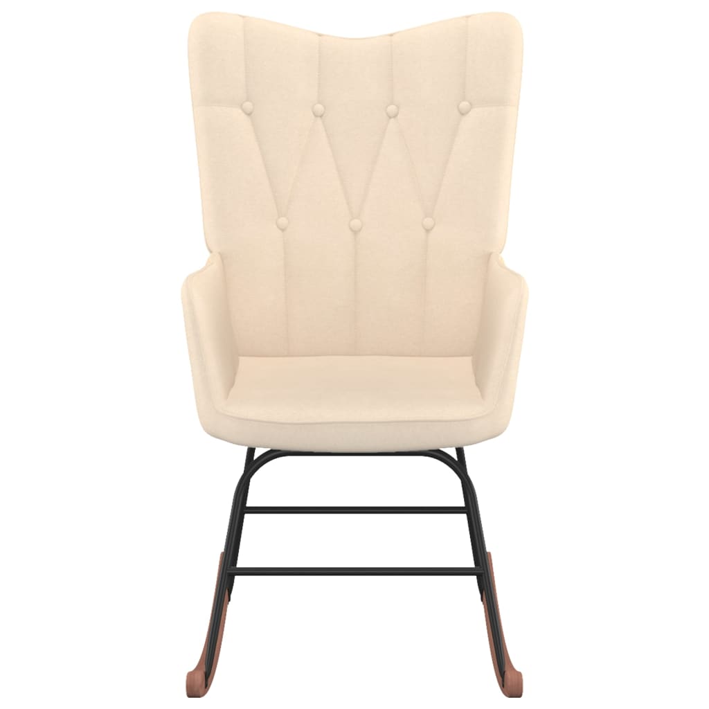 vidaXL Rocking Chair with a Stool Cream Fabric