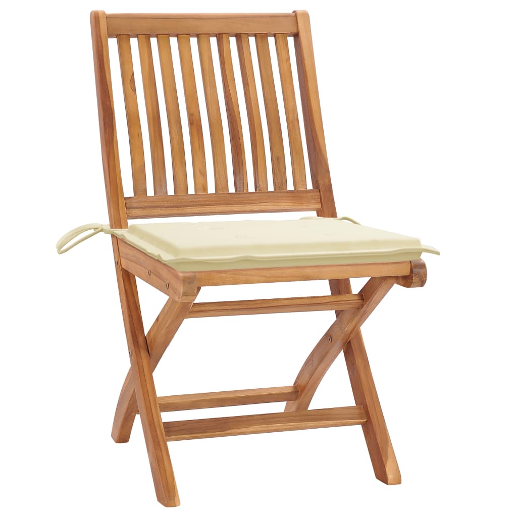 vidaXL Folding Garden Chairs with Cushions 6 pcs Solid Teak Wood