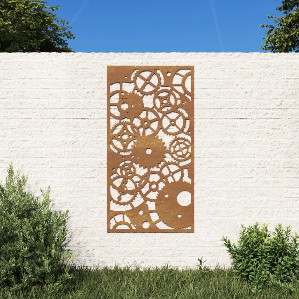 vidaXL Garden Wall Decoration 105x55 cm Corten Steel Gear Wheel Design