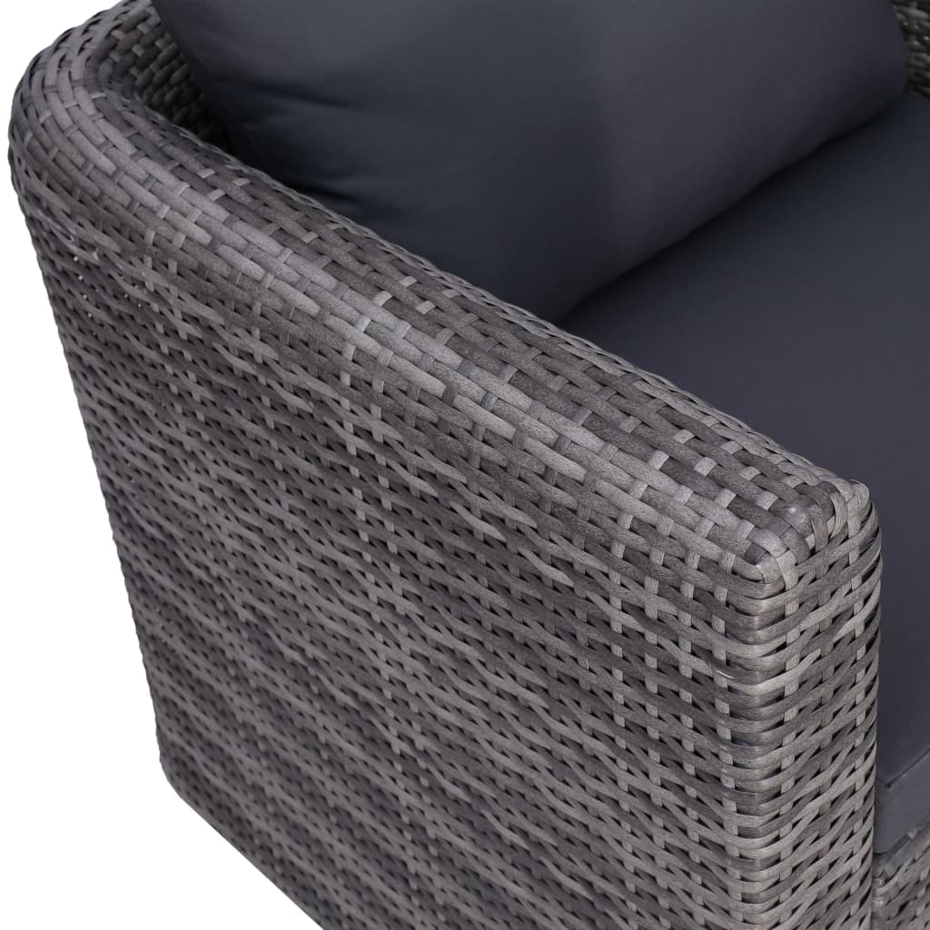 vidaXL 7 Piece Garden Sofa Set with Cushions & Pillows Poly Rattan Grey