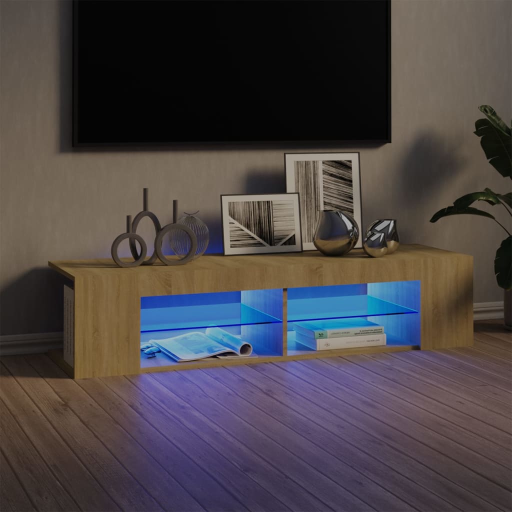 vidaXL TV Cabinet with LED Lights Sonoma Oak 135x39x30 cm