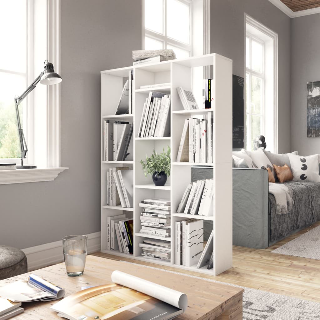 vidaXL Room Divider/Book Cabinet White 100x24x140 cm Engineered Wood