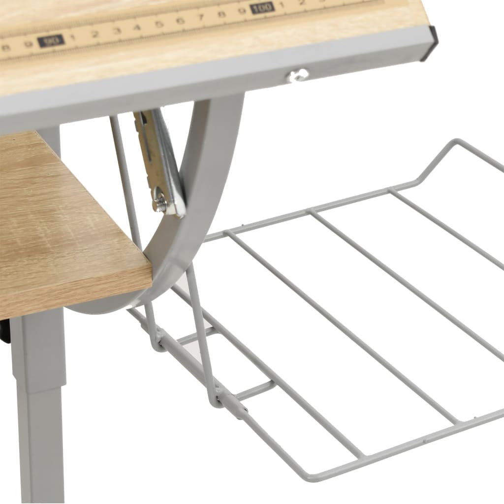 vidaXL Craft Desk Sonoma Oak&Grey 110x53x(58-87)cm Engineered Wood&Steel