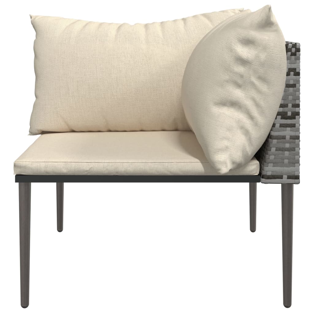 vidaXL Garden Corner Sofa with Cushions Grey Poly Rattan