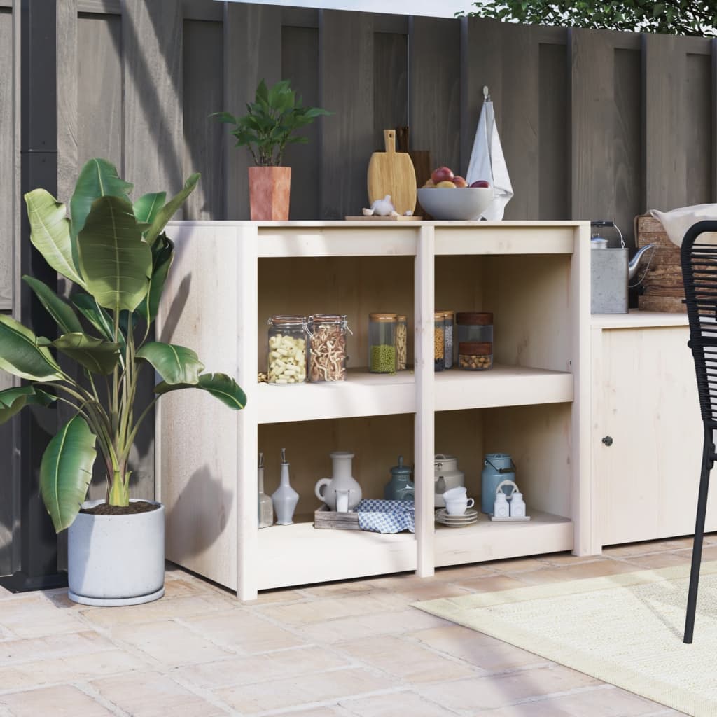 vidaXL Outdoor Kitchen Cabinet White 106x55x92 cm Solid Wood Pine