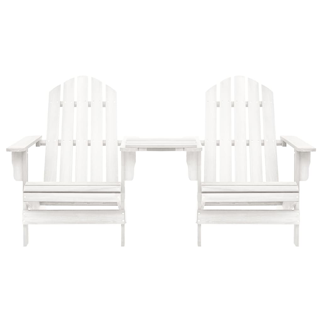 vidaXL Garden Adirondack Chairs with Tea Table Solid Fir Wood White
