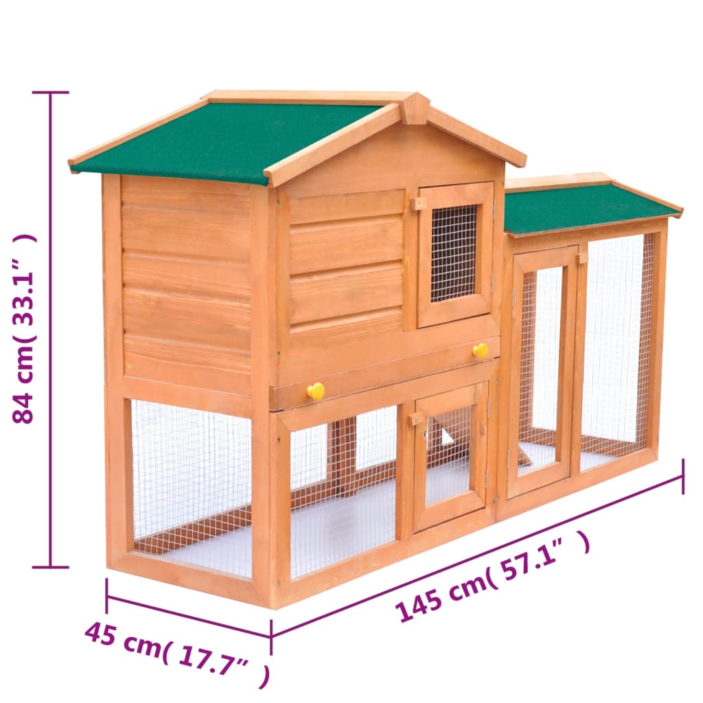 vidaXL Outdoor Large Rabbit Hutch Small Animal House Pet Cage Wood