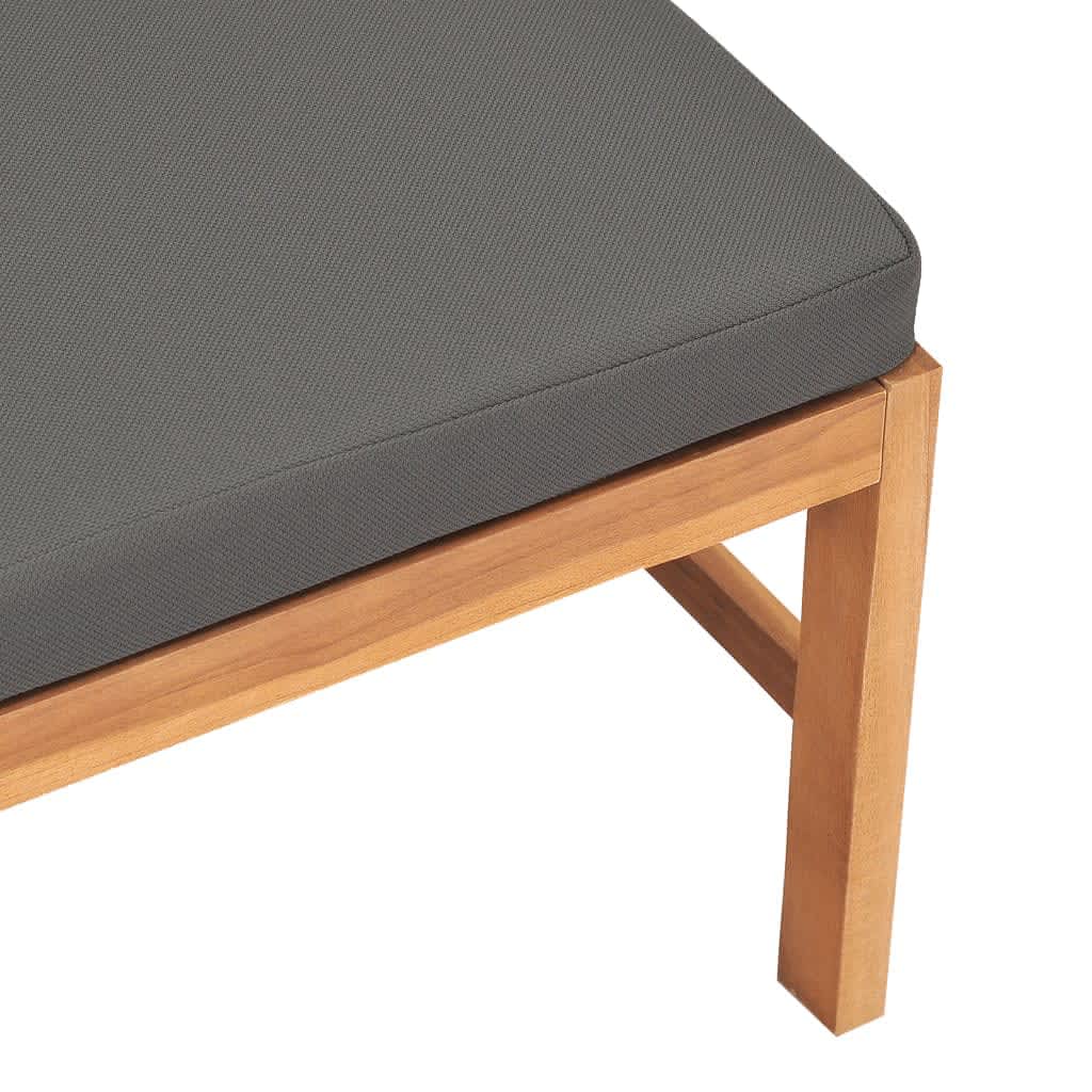 vidaXL Middle Sofa with Dark Grey Cushions Solid Teak Wood