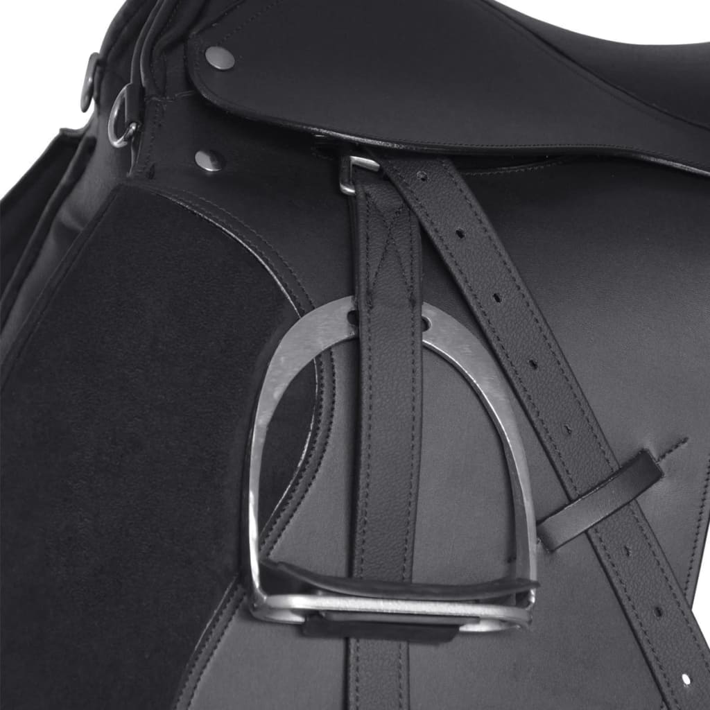 Horse Riding Saddle Set 17.5" Real leather Black 12 cm 5-in-1