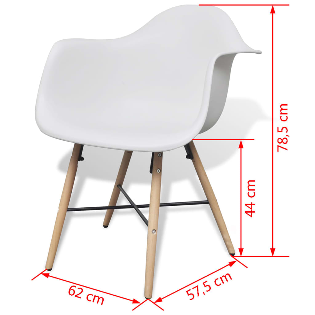 vidaXL Dining Chairs 2 pcs White Plastic and Beechwood