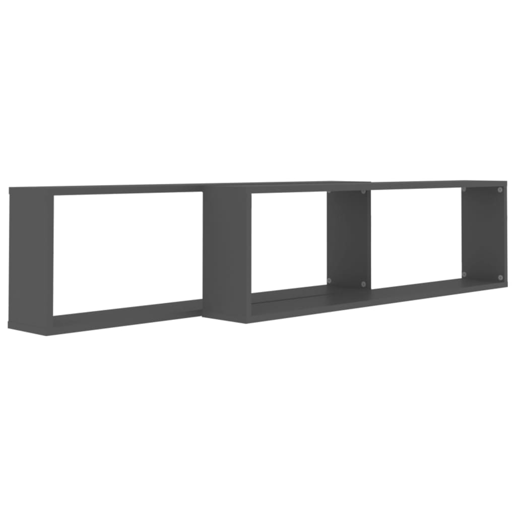 vidaXL Wall Cube Shelf 2 pcs Grey 100x15x30 cm Engineered Wood