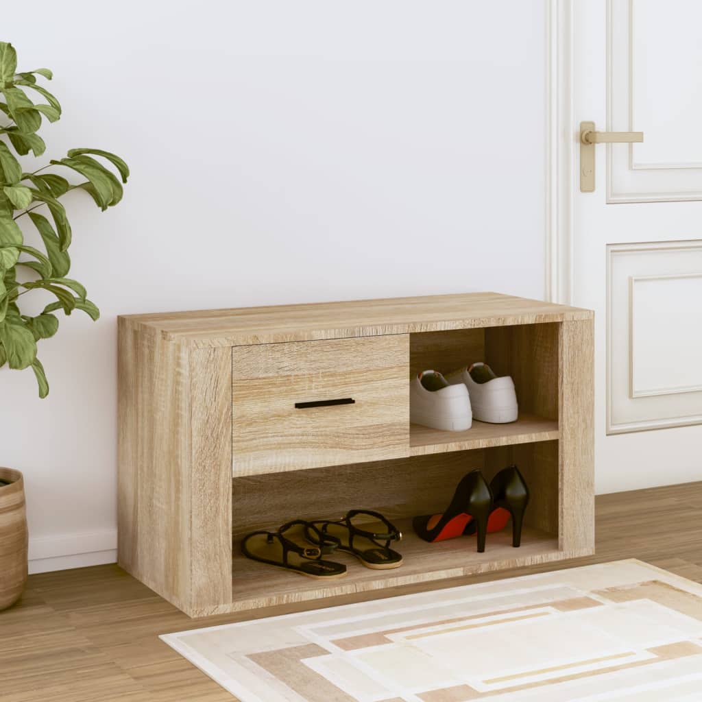 vidaXL Shoe Cabinet Sonoma Oak 80x35x45 cm Engineered Wood