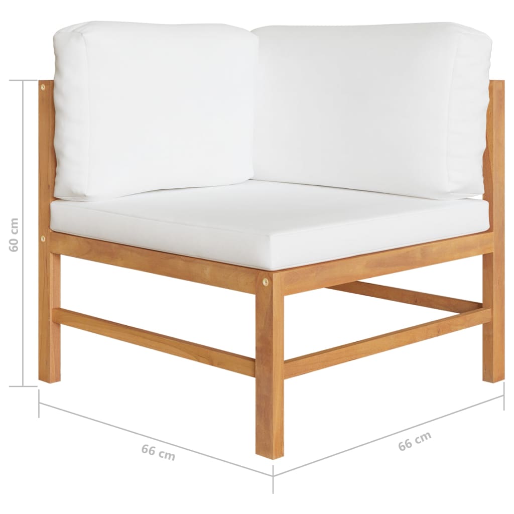 vidaXL 6 Piece Garden Lounge Set with Cream Cushions Solid Teak Wood