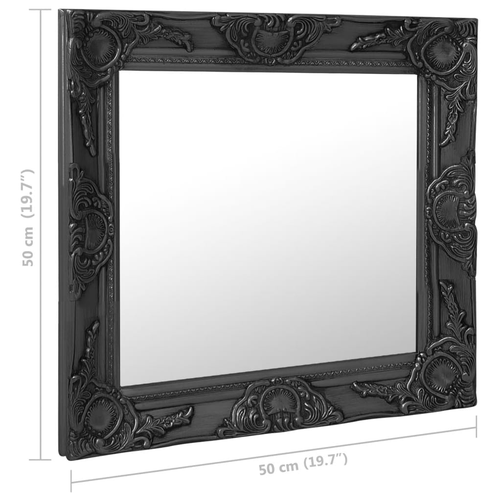 vidaXL Wall Mirror Baroque Style 50x50 cm Black