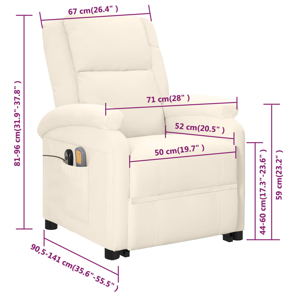 vidaXL Stand up Massage Chair Cream Faux Leather
