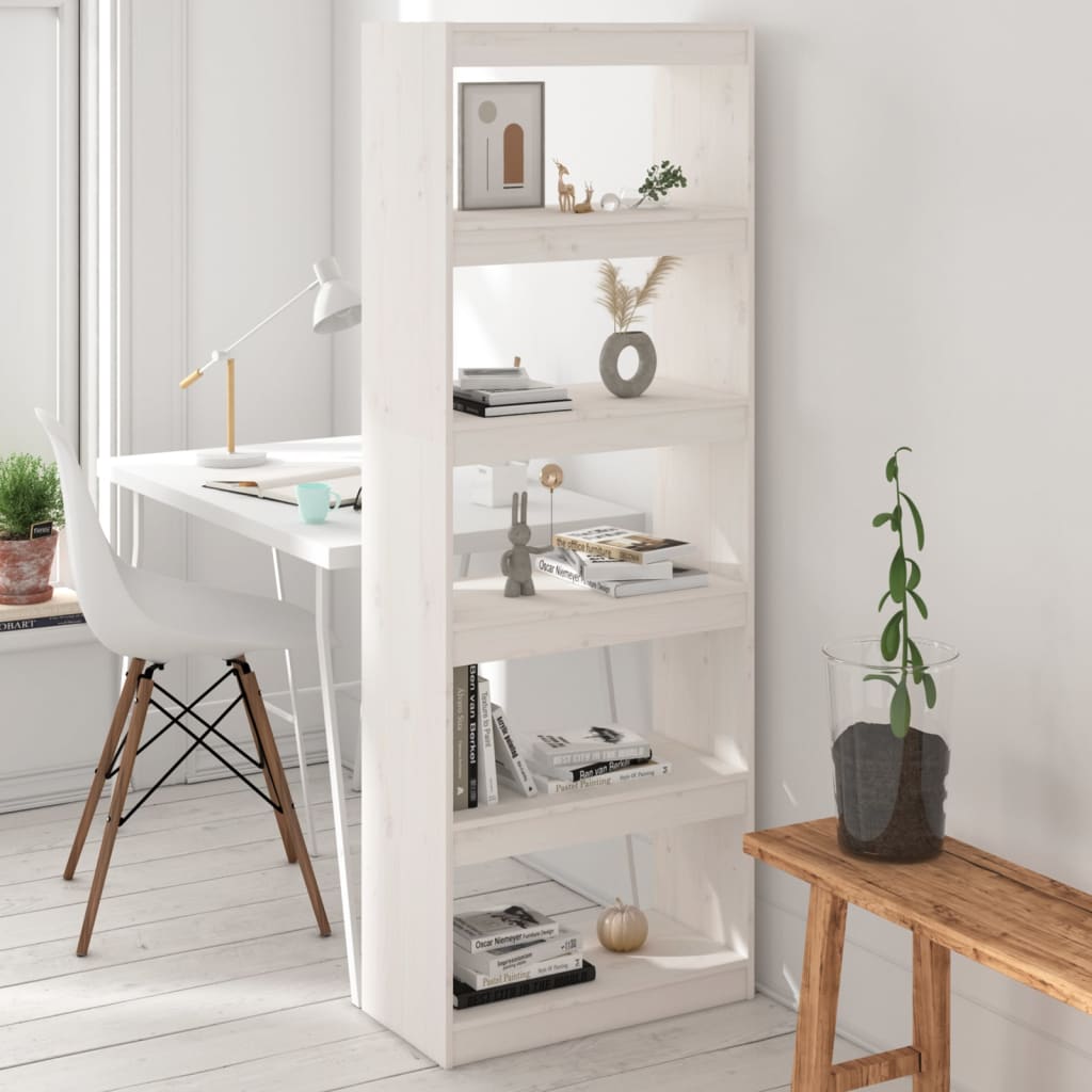 vidaXL Book Cabinet/Room Divider White 60x30x167.5 cm Solid Wood Pine