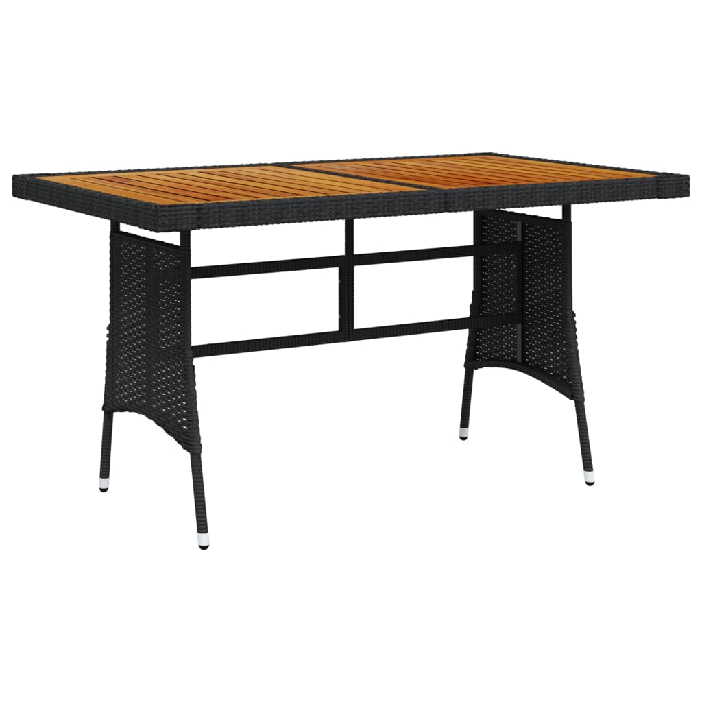 vidaXL Garden Table Black 130x70x72 cm Poly Rattan & Solid Acacia Wood