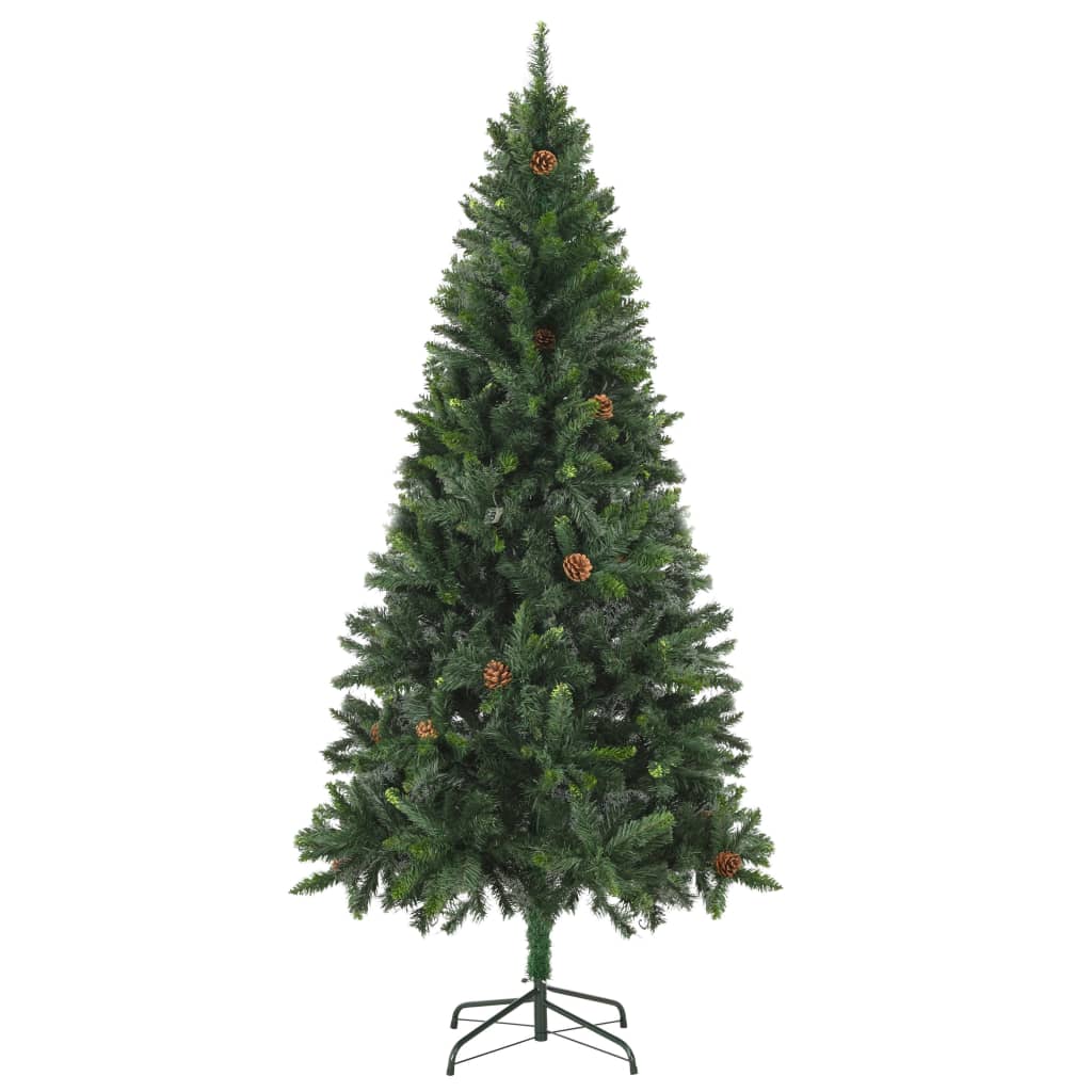 vidaXL Artificial Pre-lit Christmas Tree with Pine Cones Green 210 cm