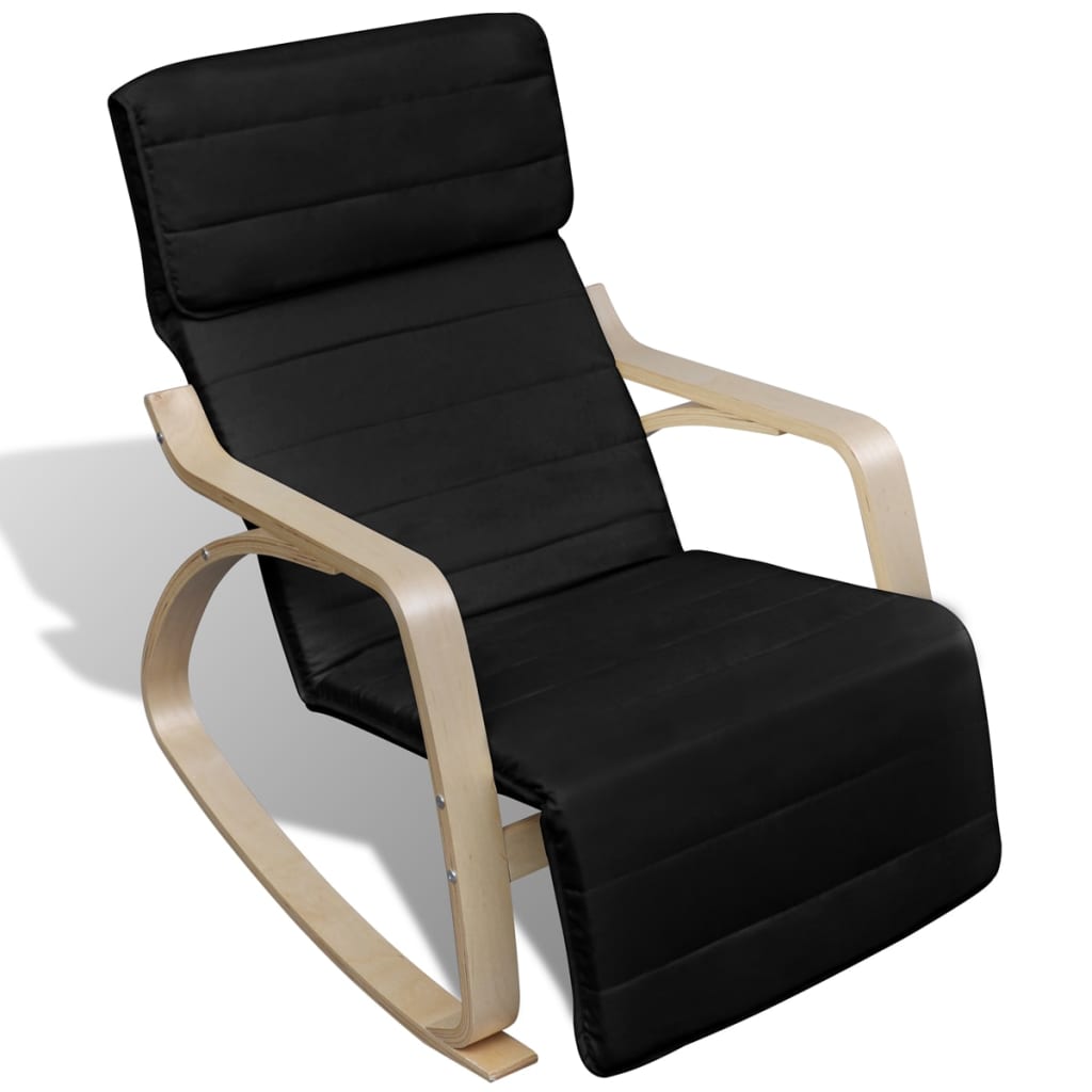vidaXL Rocking Chair Black Bentwood and Fabric