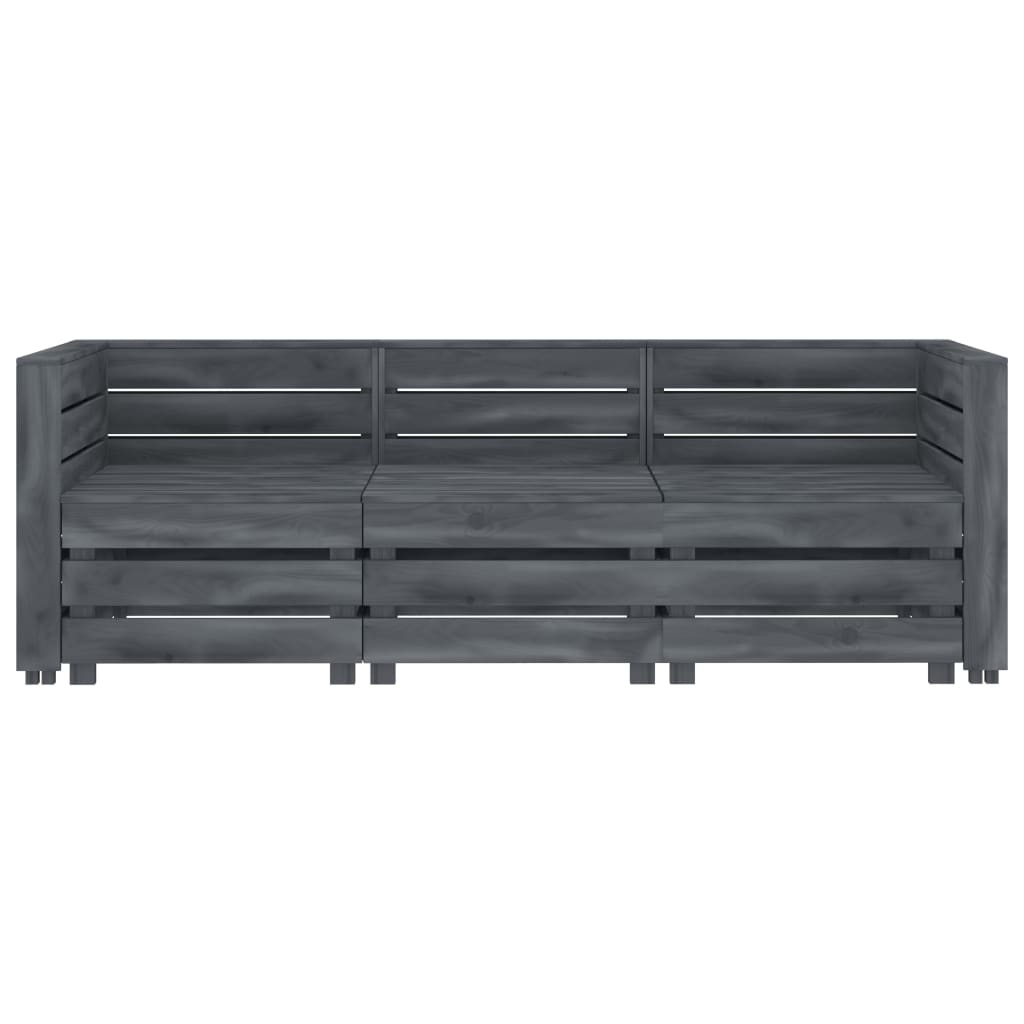 vidaXL Garden 3-Seater Pallet Sofa Wood Grey
