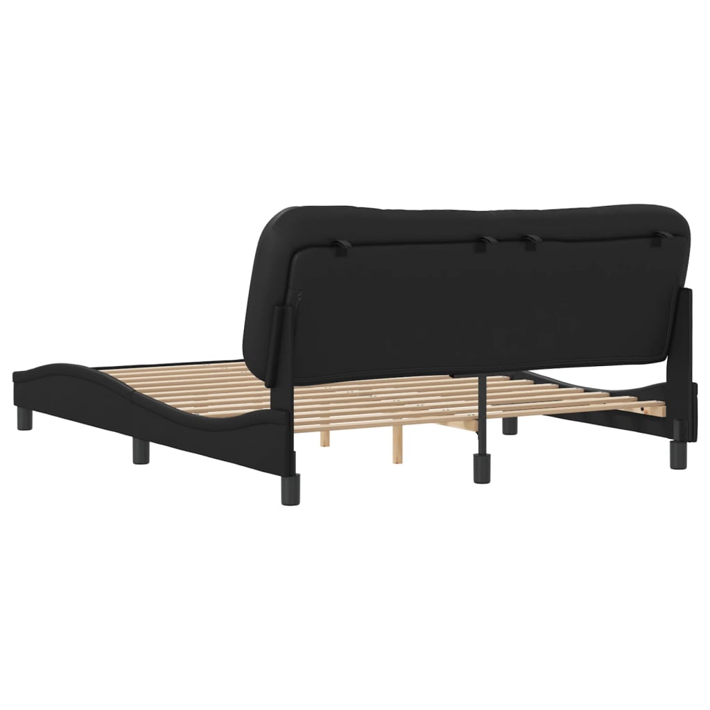vidaXL Bed Frame with Headboard Black 152x203 cm Faux Leather