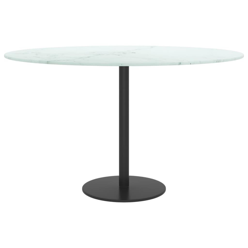vidaXL Table Top White ?70x0.8 cm Tempered Glass with Marble Design