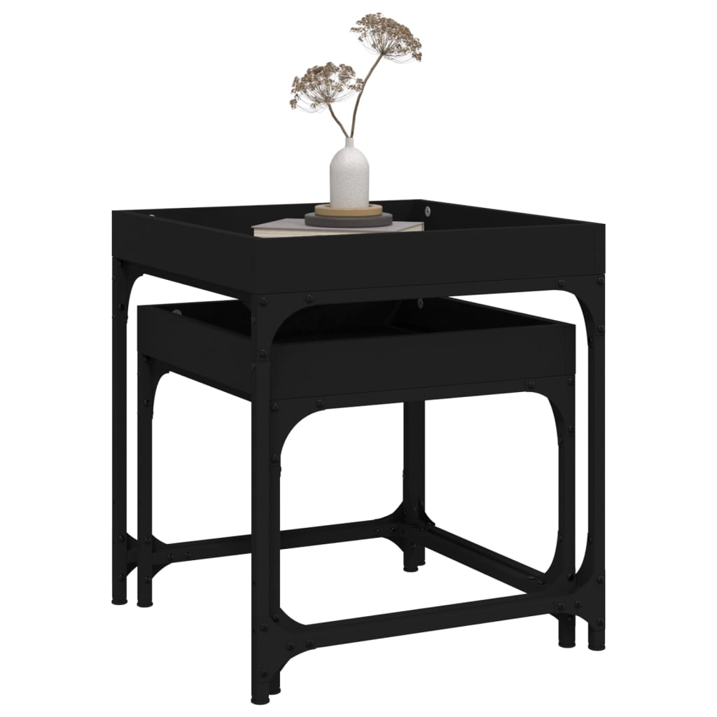 vidaXL Side Tables 2 pcs Black Engineered Wood