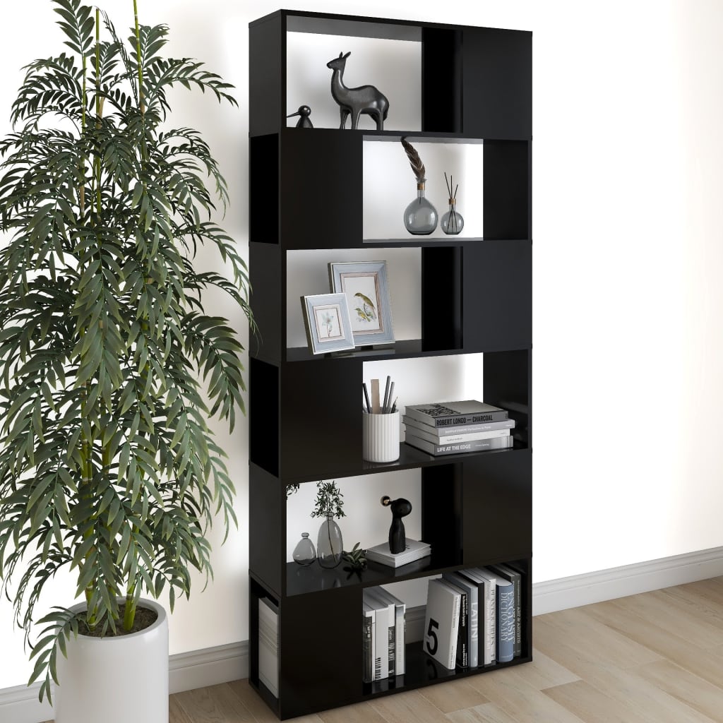 vidaXL Book Cabinet Room Divider Black 80x24x186 cm Engineered Wood