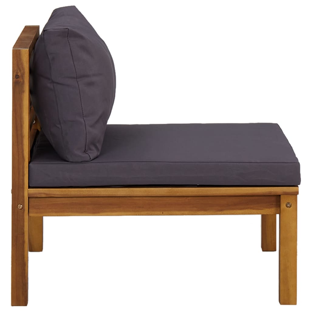 vidaXL 2 Piece Sofa Set with Dark Grey Cushions Solid Acacia Wood