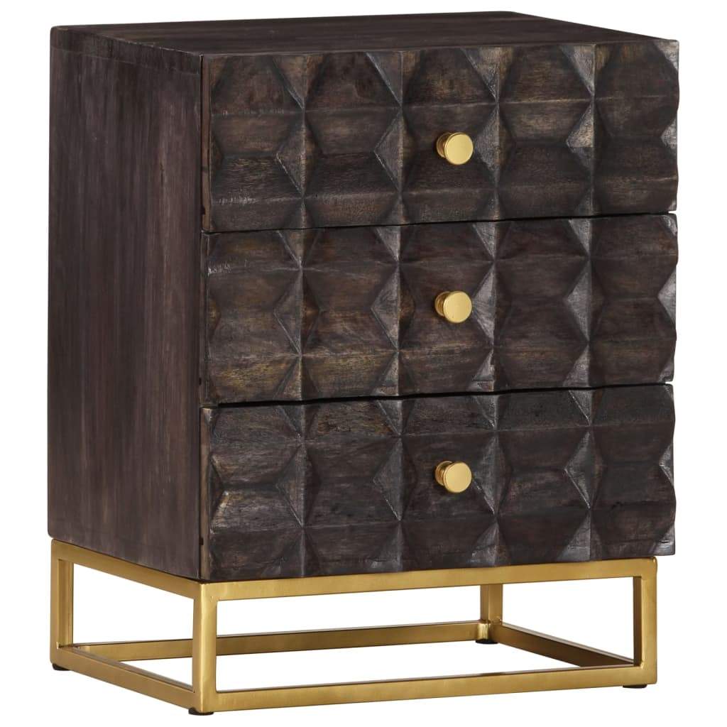 vidaXL Bed Cabinet Black 40x30x50 cm Solid Mango Wood
