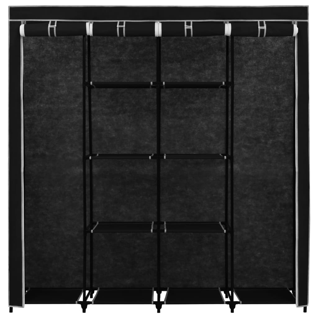 vidaXL Wardrobe with 4 Compartments Black 175x45x170 cm