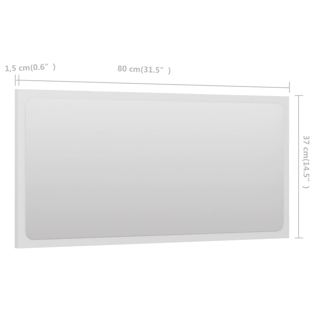 vidaXL Bathroom Mirror White 80x1.5x37 cm Engineered Wood