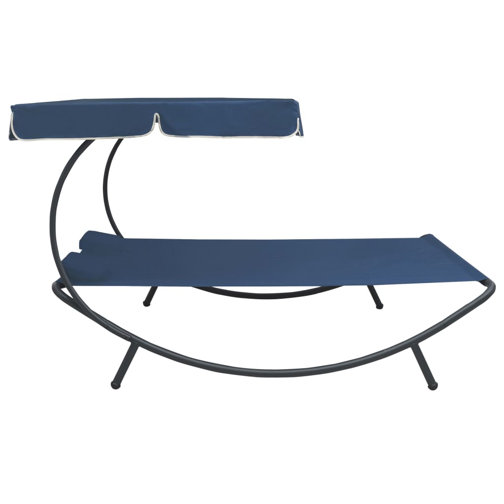 vidaXL Outdoor Lounge Bed with Canopy and Pillows Blue